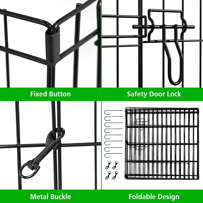 Puppy Pet Playpen 8 Panel 24 Inch Indoor Outdoor Metal Portable Folding Animal Exercise Dog Fence Ideal for Pet Animals Dog Cat Rabbit Breed Puppy (24" x 24" x 8)