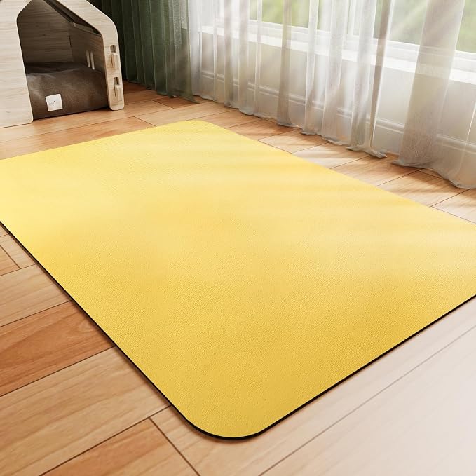 HotLive Dog Food Mat - Absorbent Cat Mat for Food and Water, No Stains Pet Feeding Bowl Mat, Easy to Clean Pet Placemats, Quick Dry Dog Water Dispenser Mat for Messy Drinkers | Yellow 18"x 28"