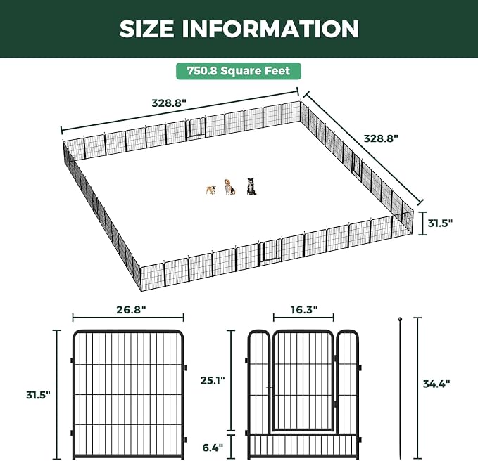 FXW Rollick Unleashed Dog Playpen, 32in, 48 Panels, Small/Medium, Black