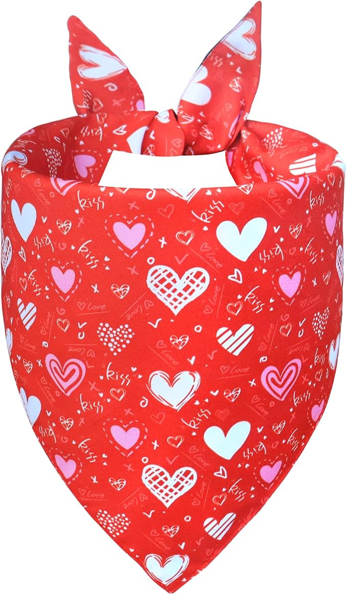 Valentine’s Day Dog Bandana for Large to X-Large Dogs, Large, Black