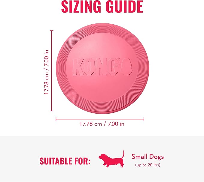 KONG Puppy Flyer, Soft Rubber Flying Disc Toy, for Small Puppies, Pink | Soft Gentle Rubber Flying Disc Made for Growing Puppies, Great for Easy Fetch & Active Outdoor Playtime