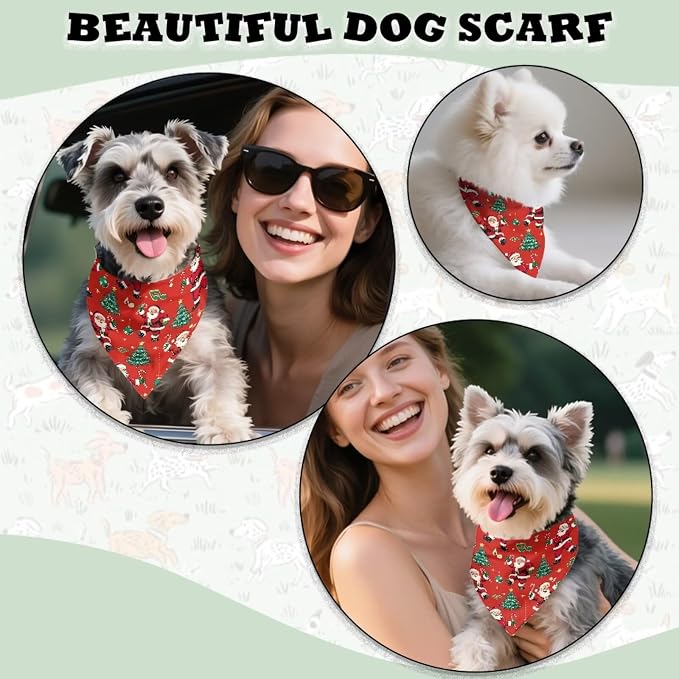 Jeiento Ugly Christmas Santa Claus Dog Bandanas Washable Red Puppy Bibs Scarf Adjustable Kerchief, Polyester, Red