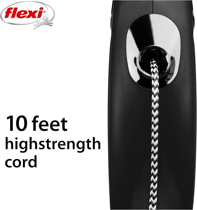 FLEXI® Classic XS Cord Retractable Cat Leash, 3-Finger Grip, 10 ft - Black | German engineered, original flexi leash, durable quality for cats up to 18 lbs, tangle-free, walking, reliable brake system