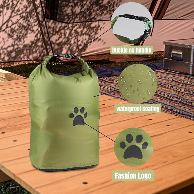 Pet Food Storage Bags, 2 Pack, with 2 Collapsible Dog Travel Bowls