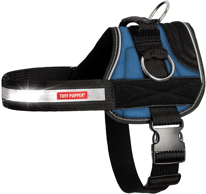 Tuff Pupper Fast Fit No Pull Dog Harness, Escape Proof, Reflective, Blue
