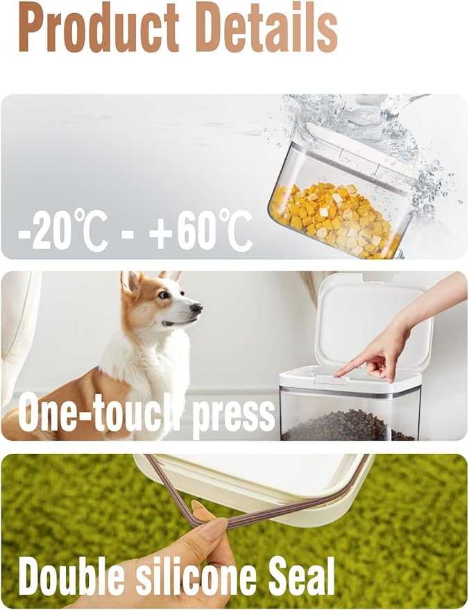 LivLab Mker 15 lb Airtight Pet Food Storage Container, 11 L, White