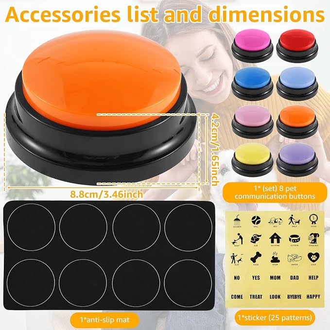 Dog Buttons for Communication Voice, 8 Pcs