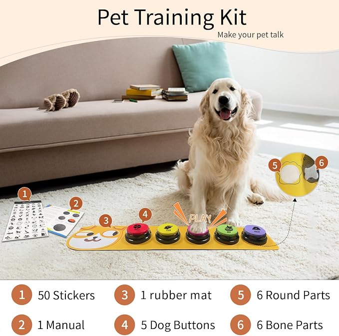 RIBOSY Dog Buttons for Communication, 5 Pcs