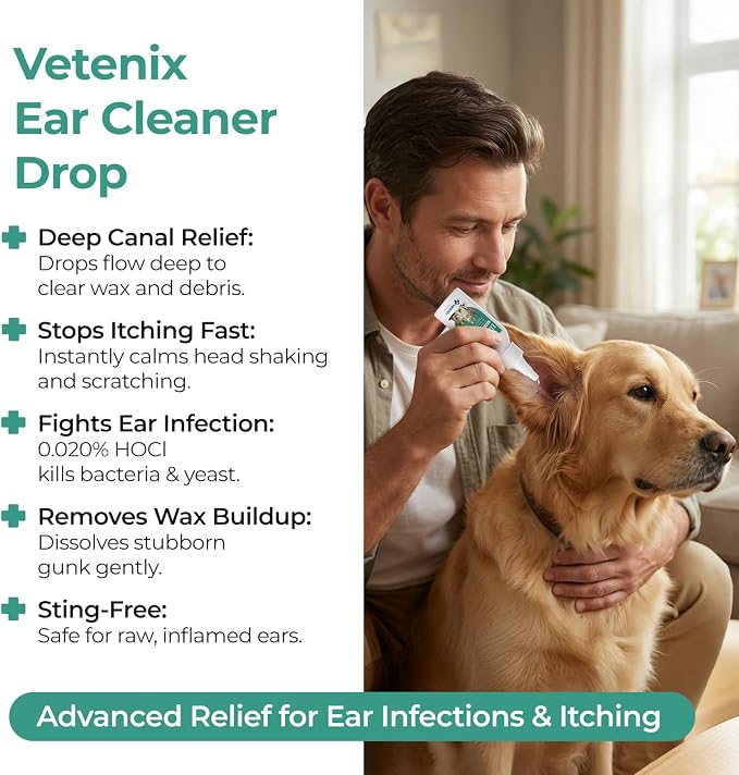 Ear Drops for Pets with Hypochlorous, 3.38 oz