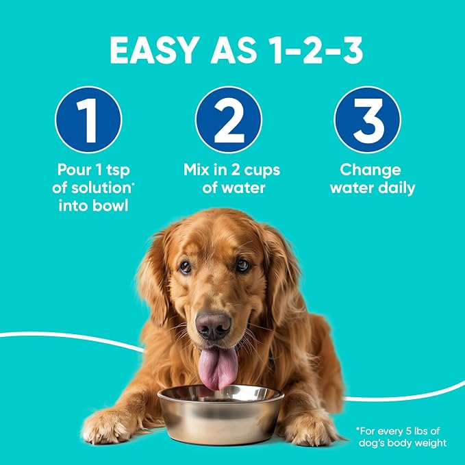 C.E.T. Aquadent Fr3sh Dental Solution for Dogs & Cats, 250 ml | VOHC approved for dogs, pet dental care, liquid pet breath freshener, supports digestive health, just add water