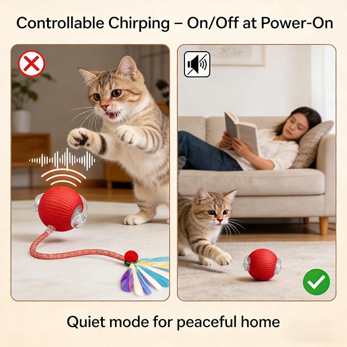 Interactive Cat Toy Ball, Smart Moving Pet Toy for Cats & Dogs | cat toys for indoor cats | speedy tail 2.0 cat toy|cat teaser toy|interactive motion activated cat toys| stimulating cat toys