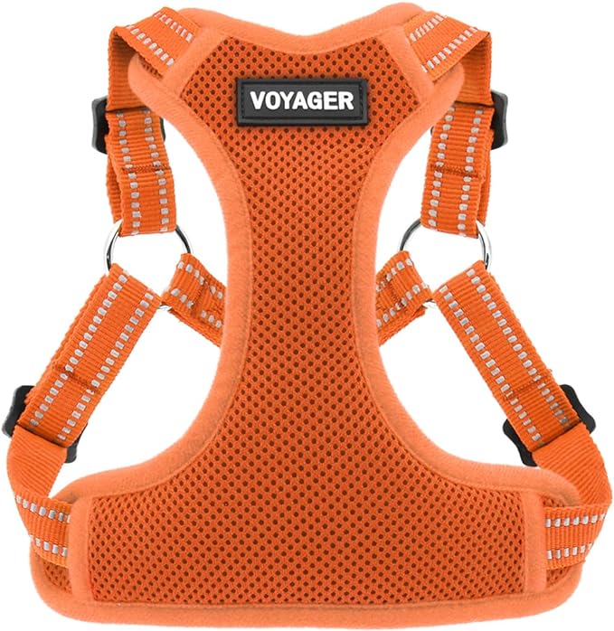 Voyager Step-in Flex Adjustable Dog Harness - Orange, X-Small | 13 - 16" in Chest, Fully Adjustable, Reflective Bands, All Weather Breathable Air Mesh, Lightweight, Fast Drying