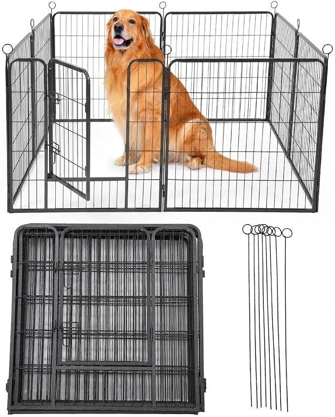 Anti-Rust Dog Playpen, 32in 8 Panels, Secure Gate