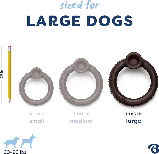Benebone Ring Dog Chew Toy for Aggressive Chewers, Blueberry, Large | Durable, Super Chewer, Dog Bones, Long-Lasting, A Size for Every Dog, Keeps Them Busy