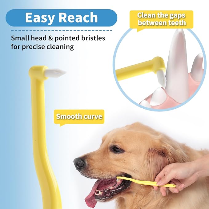 E.M&S.T by Emmeliestella Dog Toothbrush for Large Dogs, Pet Dental Care, Reduce Pets Teeth Plaque, Soft Bristles, 360 Rotating Brush Head, Removing Bad Breath Tartar, 3PCS (Green&Purple)