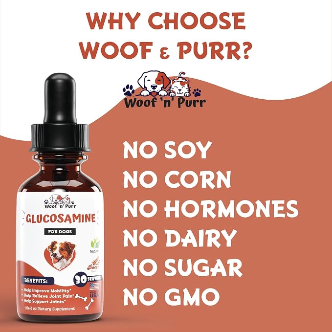 Dog Glucosamine - Supports Hip & Joint Health, Skin & Coat, & Much More - Hip and Joint Supplement - Dog Joint Supplement - Glucosamine Chondroitin for Dogs - 1 fl oz