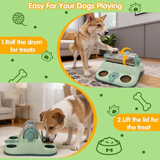 ELEGX Dog Puzzle Toy, Paw-Activated Rolling Interactive Dog Treat Puzzle Toys, Fun Slow Feeder for IQ Training & Mental Stimulating, Treat Puzzles Feeding for All Breeds, 2 Levels of Challenge