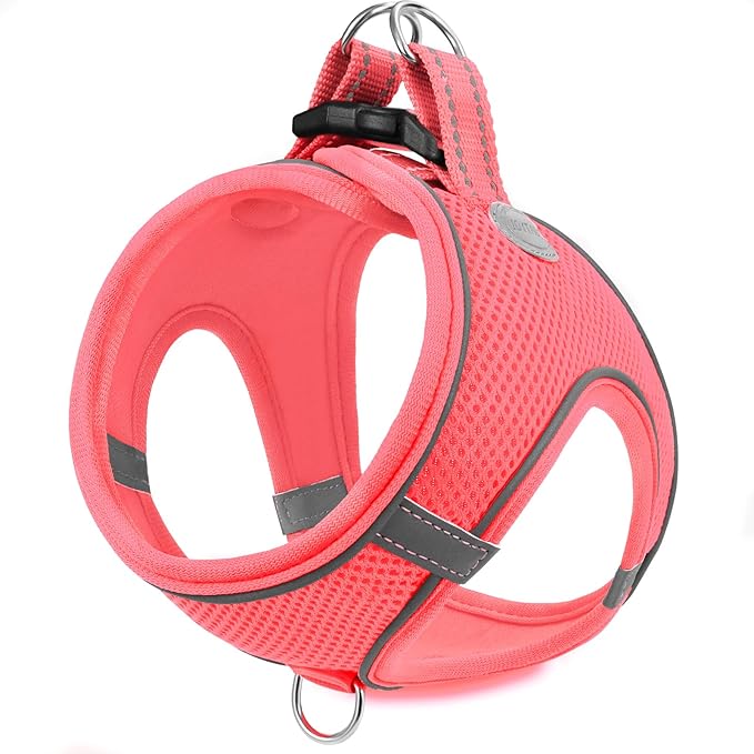 Joytale Step-in Dog Harness, Soft Breathable Mesh, Pink XXXS | Adjustable Fit for Small Dogs, Easy Step-in with Secure Fastener, Even Chest Pressure, Reflective For Night Safety, Washable