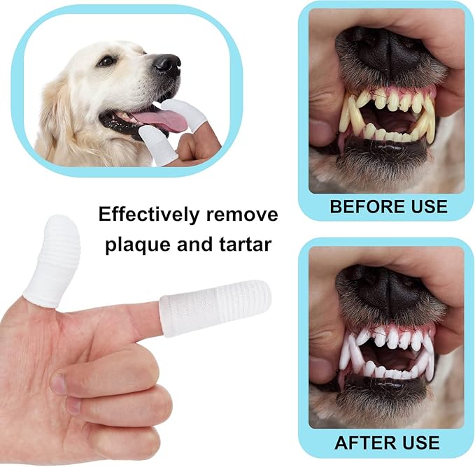 30 PCS Dog & Cat Toothbrush - Washable, Comfortable & Durable 2 Finger Toothbrush Set