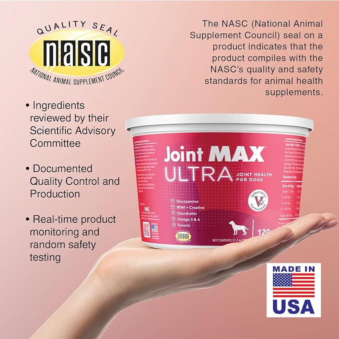 Ultra Advanced Hip & Joint Support for Dogs – All-in-One Soft Chews with Glucosamine, MSM, Omega-3s (EPA & DHA), Hyaluronic Acid & Boswellia – Maximum Strength Mobility & Comfort – 120 Chews