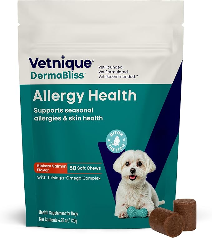 Vetnique Glandex for Dogs Anal Gland & Dermabliss Dog Allergy Chews Bundle