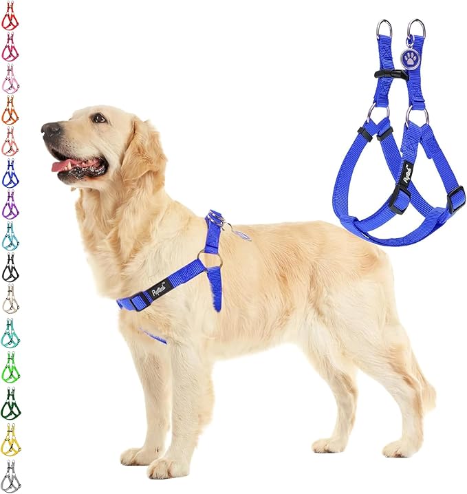 PUPTECK No Pull Dog Harness Large Sized Step-in Adjustable Puppy Vest | Soft Webbing Basic Halter with ID Tag for Outdoor Walking