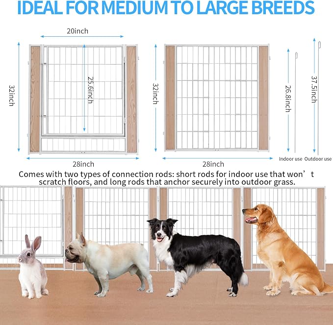 Heavy Duty Dog Playpen, 32in H 2 Panels, White