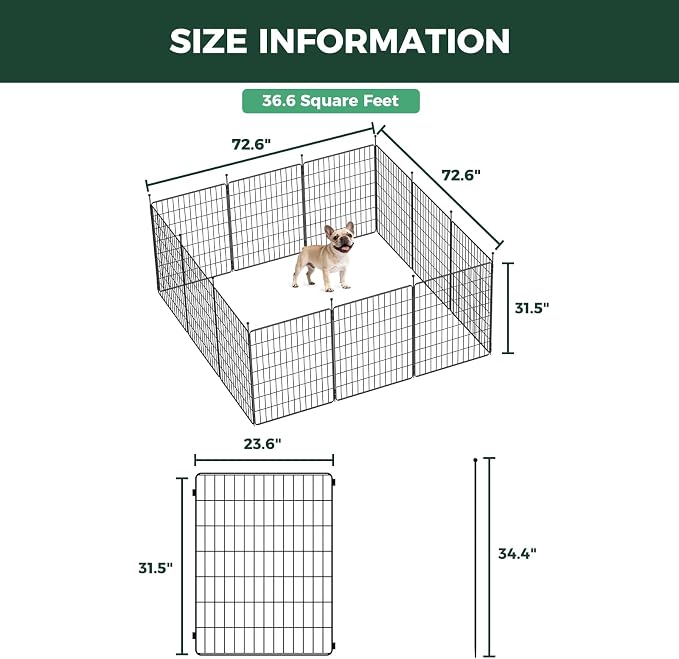 FXW MiniPaws Unleashed Dog Playpen, 32in 12 Panels