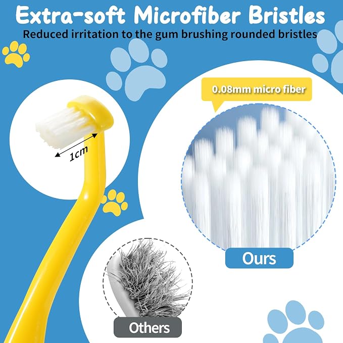 E.M&S.T by Emmeliestella Small Dog & Cat Toothbrush Horizontal Head, Cat Dental Care, Dog Tooth Brush, Oral Hygiene, Easy Handle, Deep Clean, Soft Bristles, Multi-Angle, Pointed Toothbrush, 3PCS