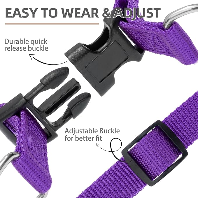 PUPTECK No Pull Dog Harness Large Sized Step-in Adjustable Puppy Vest | Soft Webbing Basic Halter with ID Tag for Outdoor Walking