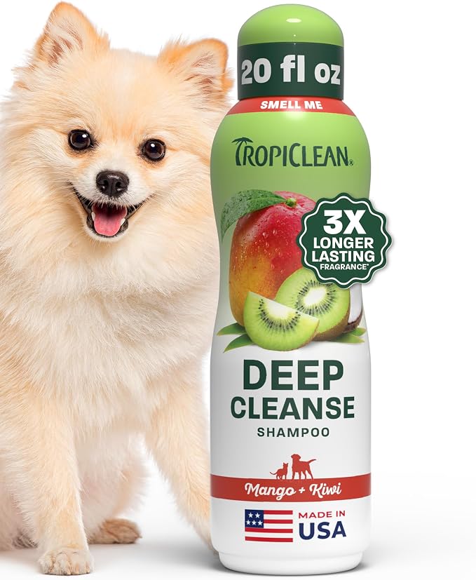 TropiClean Mango & Kiwi Dog Shampoo, 3X Longer Lasting Scent, 20oz | dog shampoo