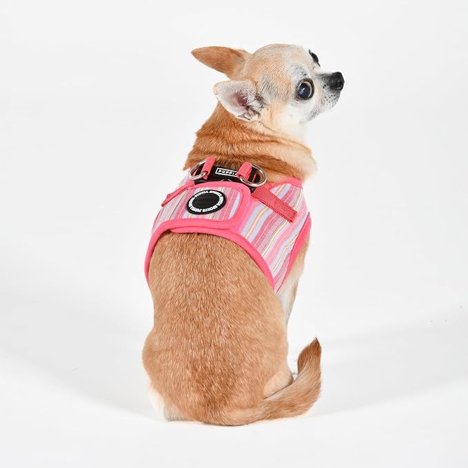 Puppia Theros Dog Vest Harness B (Step-in) Fashionable Striped Pattern Spring Summer Harness for Small and Medium Dogs, Pink, Large