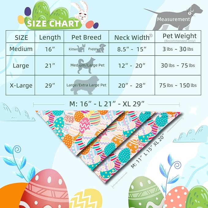 Easter Dog Bandana Colorful Eggs, Medium, Small