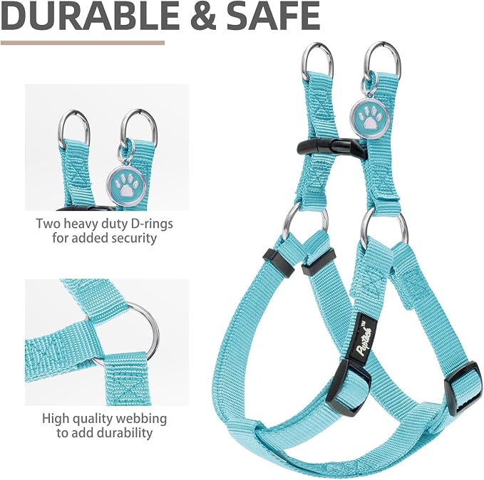 PUPTECK No Pull Dog Harness Large Sized Step-in Adjustable Puppy Vest | Soft Webbing Basic Halter with ID Tag for Outdoor Walking