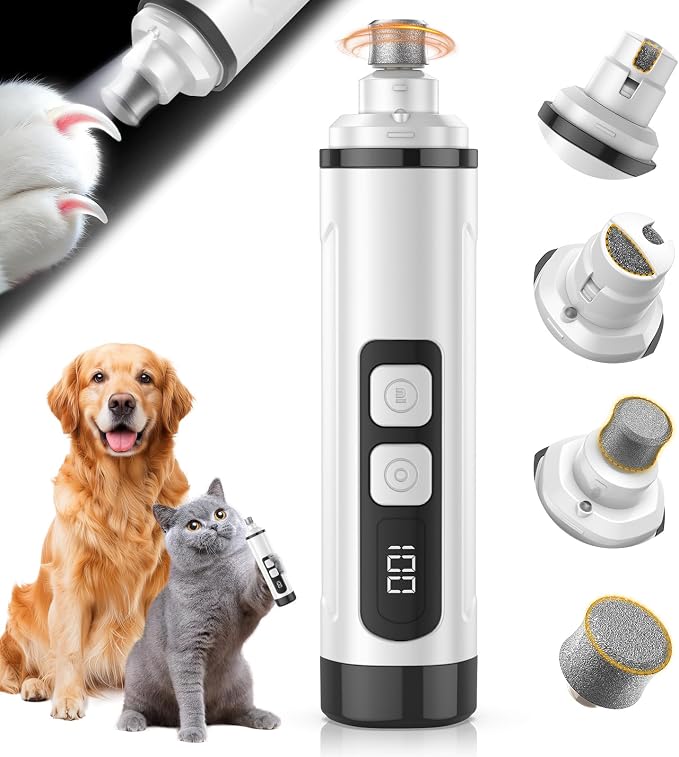 Electric Dog Nail Grinder, 3 Speeds with Lights - Black