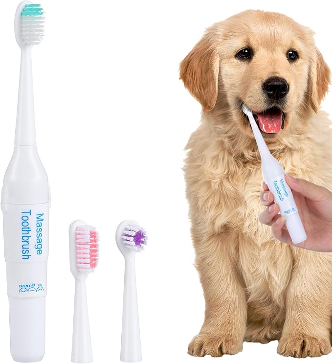ibasenice Electric Pet Toothbrush 7.48In 1.94oz Sonic Plaque Remover – Gentle Waterproof Travel Brush for Dogs & Cats