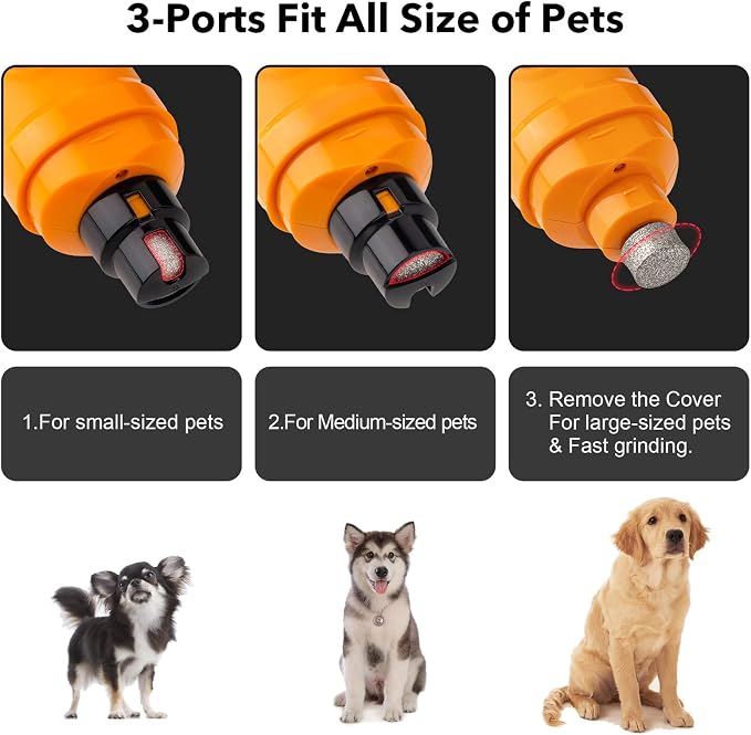Casfuy New Version 2-Speed Dog Nail Grinder - Orange