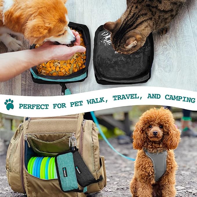 PetAmi Collapsible Dog Bowls, 2 Pack, Travel Set, Blue