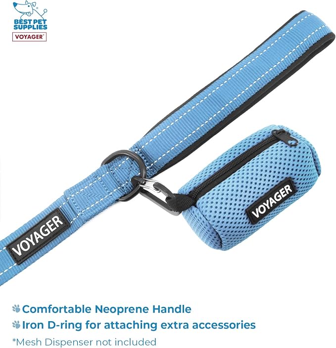 Voyager Step-in Air All Weather Mesh Harness and Reflective Dog 5 ft Leash Combo with Neoprene Handle, for Small, Medium and Large Breed Puppies by Best Pet Supplies - Blue, Medium