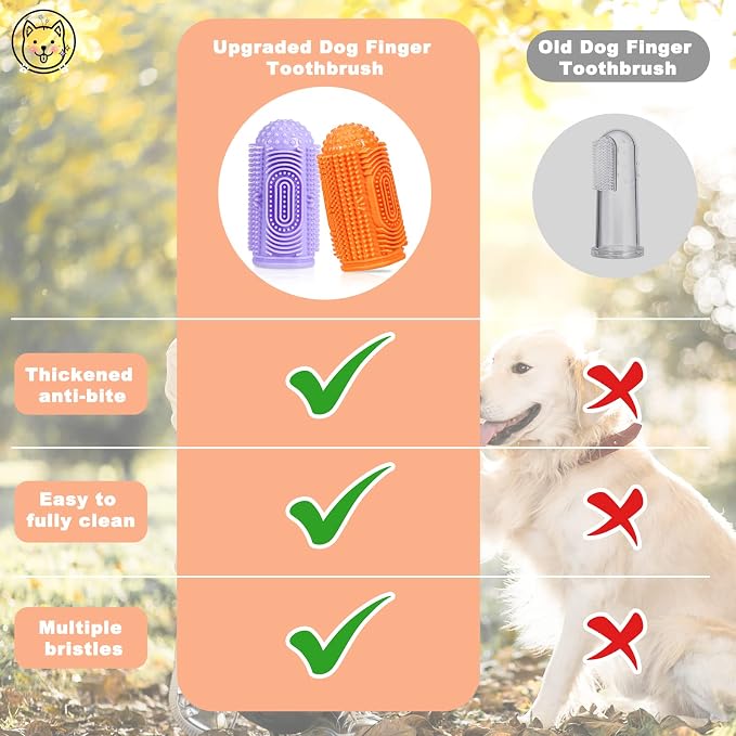 Dog Toothbrush Finger Toothbrush Dogs Tooth Brushing Kit 8 Pack Dogs Finger Toothbrushes for Dog Teeth Cleaning& Dental Care Doges Tooth Brush Pet Toothbrush