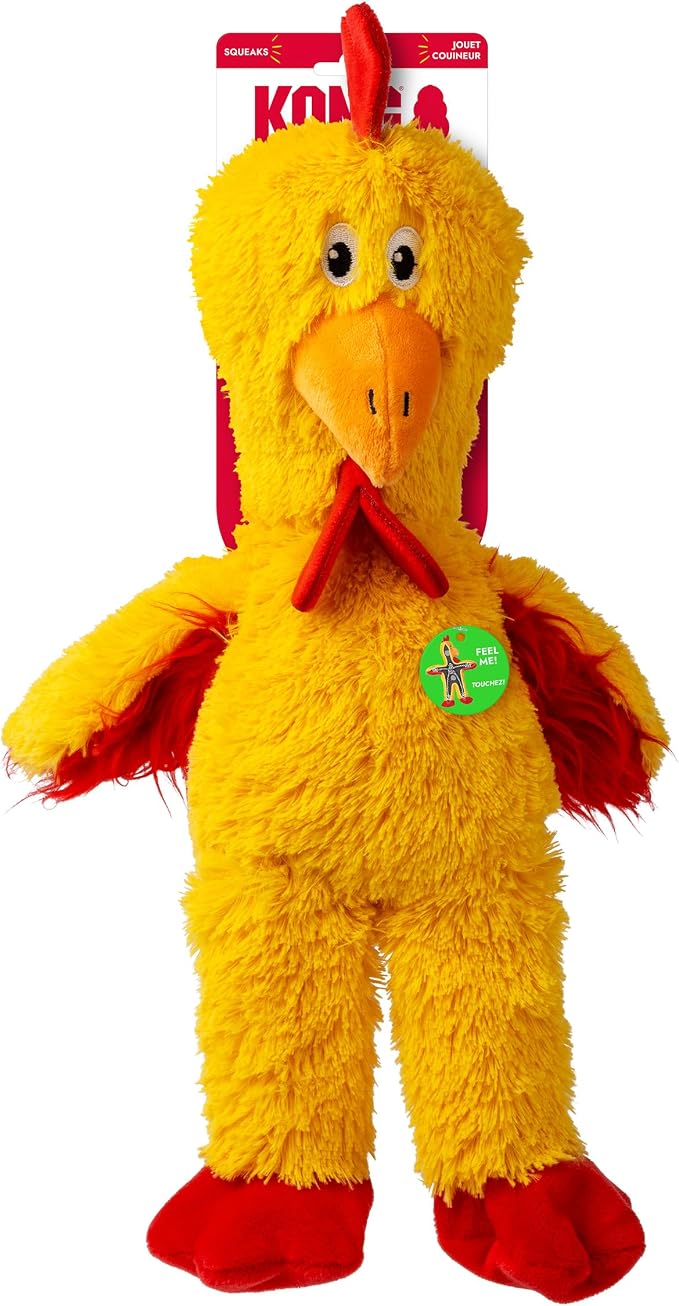 KONG Knots Chicken Dog Toy – Internal Knotted Rope & Dual Squeakers – Durable Plush with Minimal Stuffing, Indoor/Outdoor Chew & Tug Toy (Extra Large)
