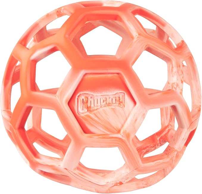 Chuckit! Holee Roller Dog Treat Puzzle Ball, Large (3"), Orange – Interactive Treat & Chew Puzzle Toy for Dogs 60–100 lb – Durable Rubber Fetch Ball for Mental Stimulation – Pack of 1