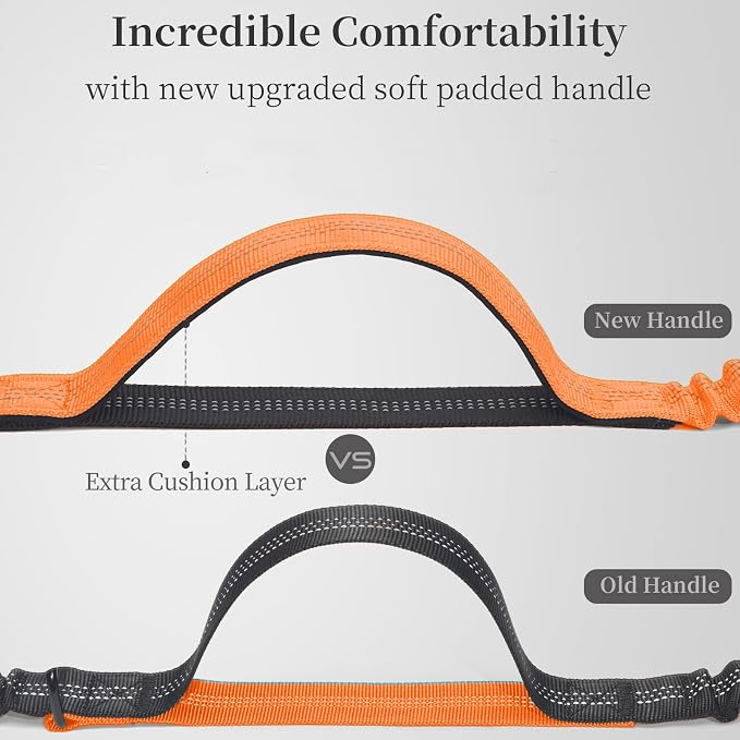 iYoShop Retractable Hands Free Dog Leash, Medium/Large, 25-150 lbs, Orange | Bungee Waist Leash, Dual Handles, Adjustable Waist Belt, Walking and Running