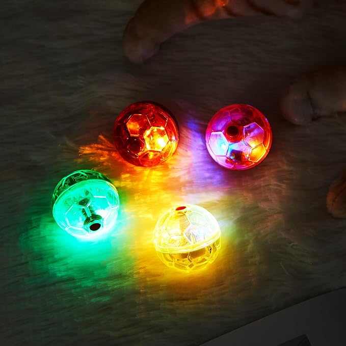 Frienda 4 Pcs Light up Cat Ball LED Motion Ghost Hunting Cat Ball, Classic | Interactive LED Toy for Cats, Glowing Exercise with Motion Activated, Ghost Hunting Pet Indoor Play, Mini Running Ball
