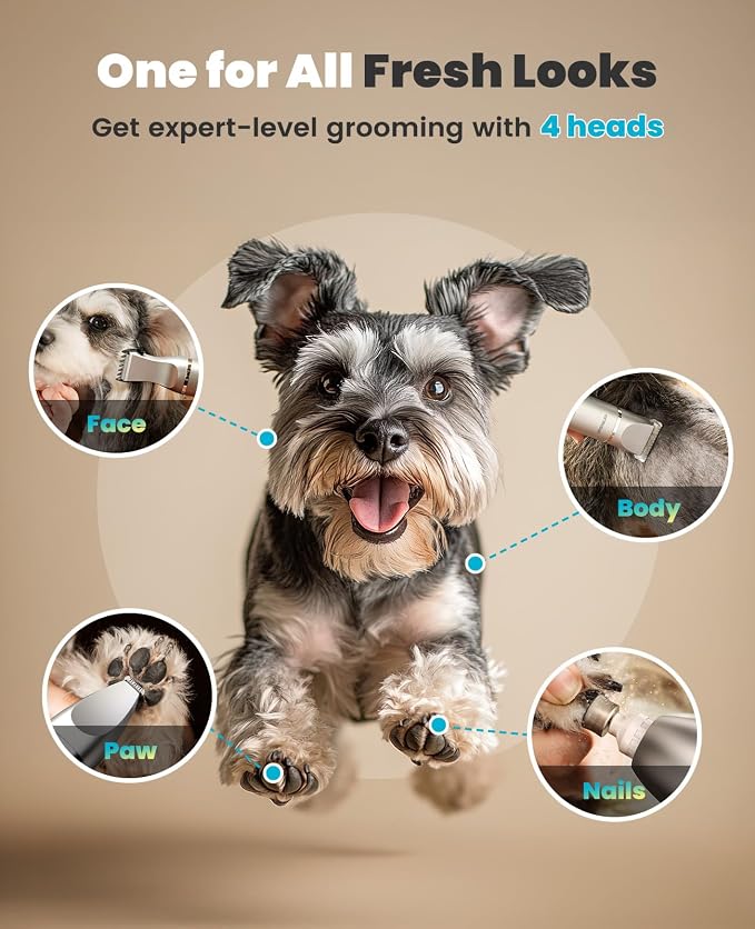 oneisall 4-in-1 Dog Grooming Kit with LCD Display