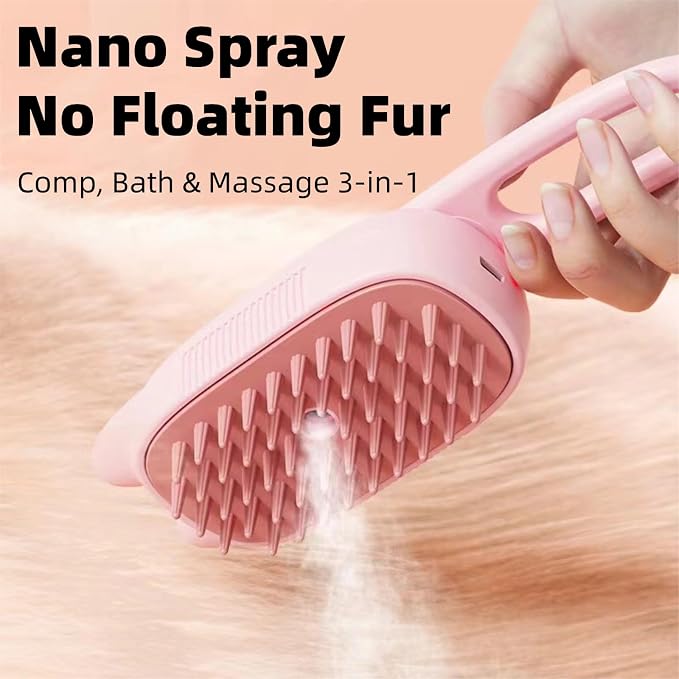 2026 New 3-in-1 Pet Steam Grooming Brush, Professional Cat & Dog Steam Brush for Massaging, Deep Cleaning & Shedding Hair Removal, Rechargeable Anti-Static Comb with HEPA Filter (white)