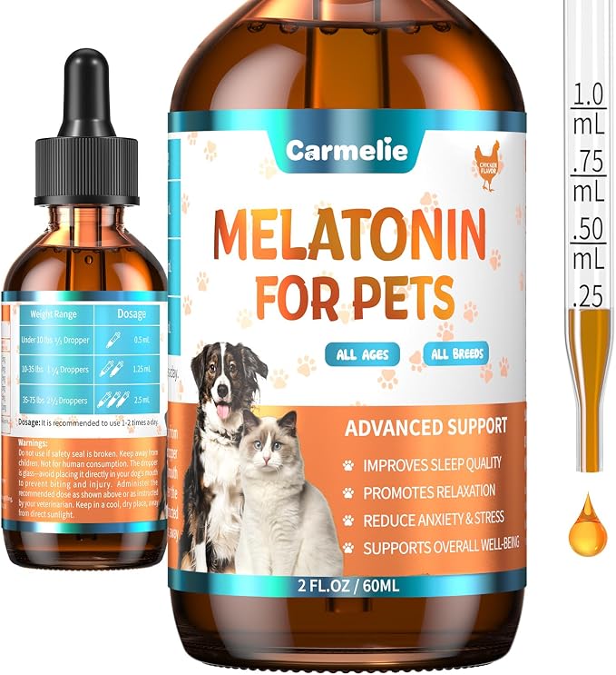 Melatonin for Dogs & Cats, Sleep Relaxation Calm Support Chicken Flavor