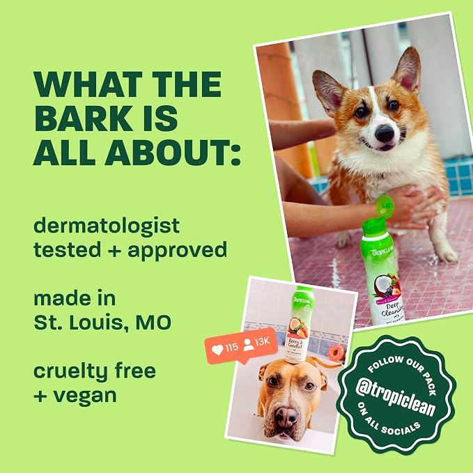 TropiClean 2in1 Dog Shampoo and Conditioner, 3X Longer Lasting Scent, 20oz