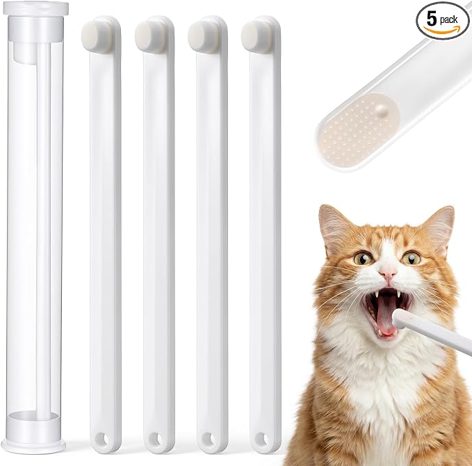 Styquenzer 5 PCS Pet Toothbrush for Cats and Dogs, 360 Degree Ultra Soft Bristle Puppy Tooth Brush Kit, Ergonomic Pet Toothbrush for Deep Cleaning Dental Care, Gentle on Gums for Kitten Small Dogs