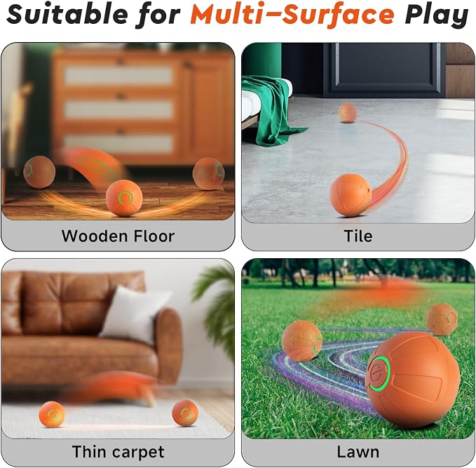 Interactive Small Dog Toy Ball, 2 Inch Smart Jumping Ball for Puppy/Small Dogs, Activated Automatic Bouncing Moving Vibrating, Dog Toy for Small Dogs to Keep Them Busy（Orange）